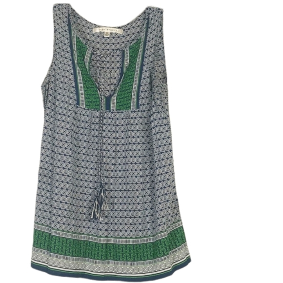 Max Studio Green and Blue Geometric Print Sleeveless Top Size Medium - Picture 1 of 5